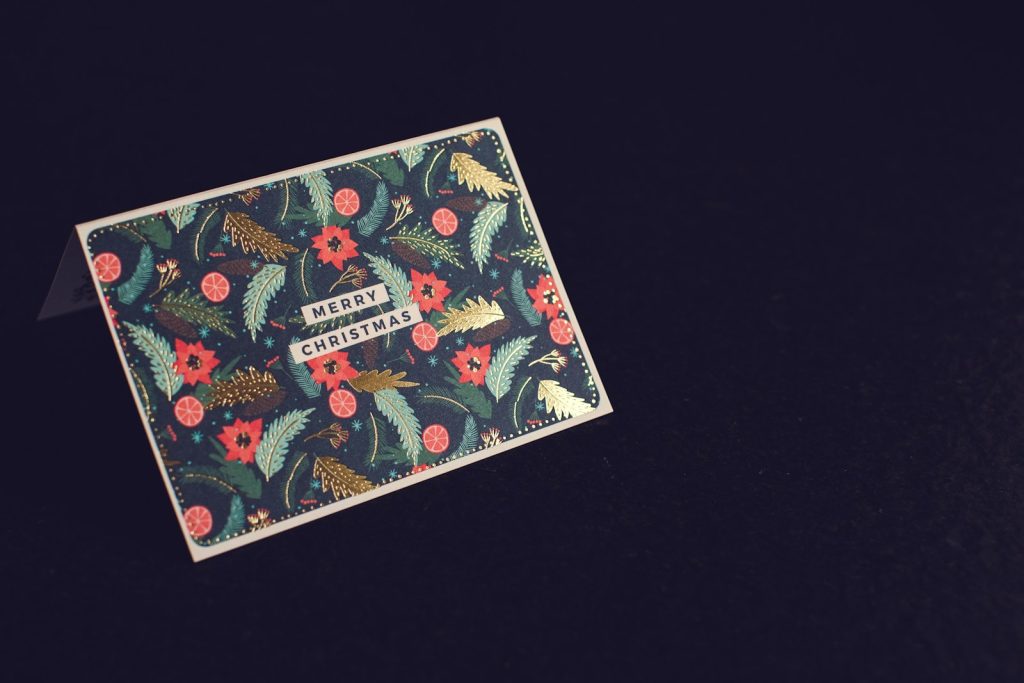 black white and red floral gift card